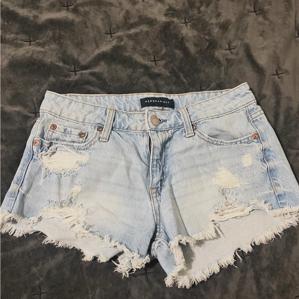 Aeropostale Blue Distressed Jean Shorts